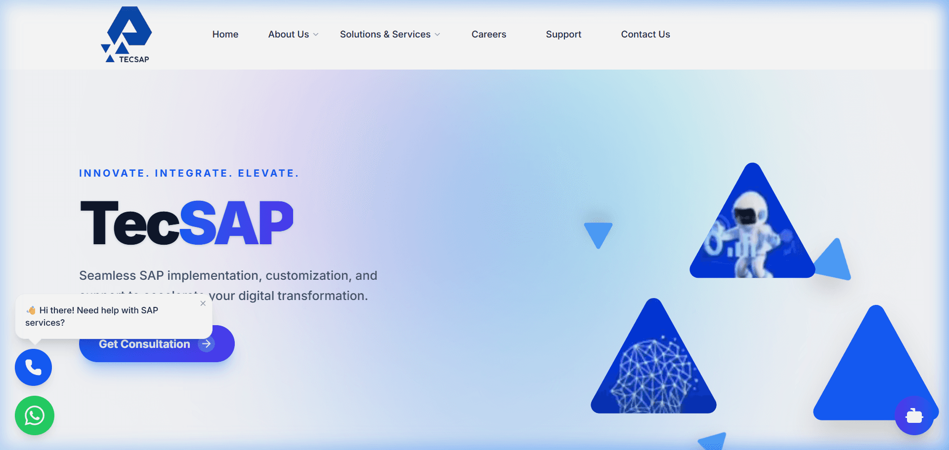 TecSAP Solution - Live website screenshot